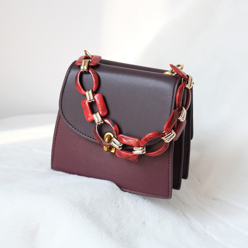Ounamei Retro Colorblock Acrylic Chain Strap