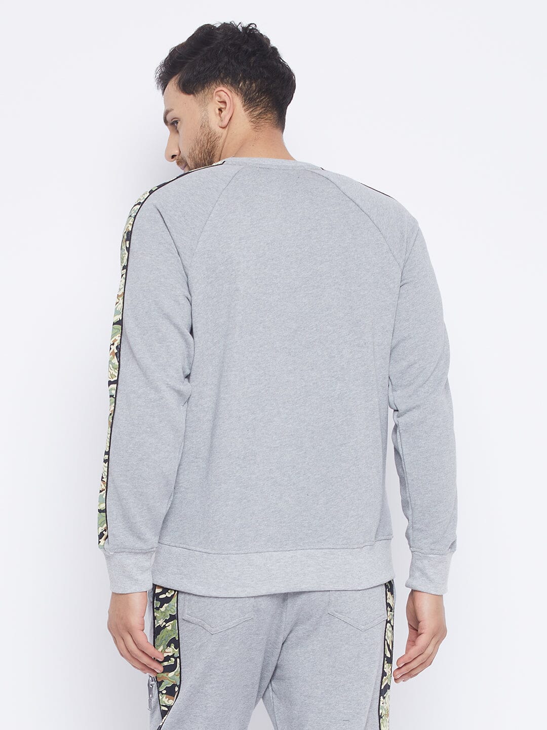 Grey Oversized Camo Taped Sweatshirt