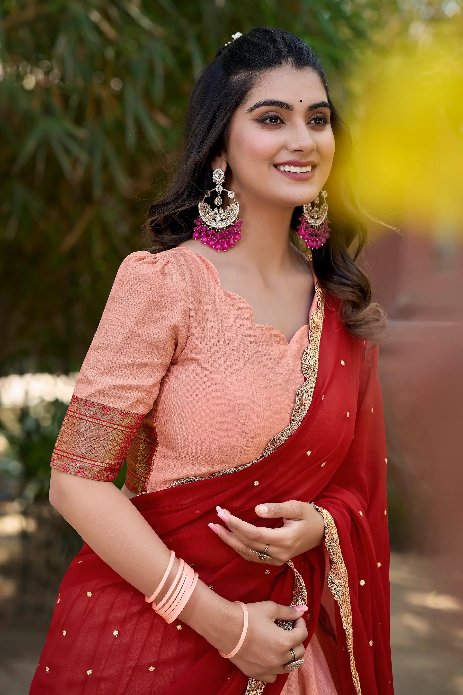 Peach Cotton Silk Embroidery Lehenga Choli | Ready To Wear - qivii