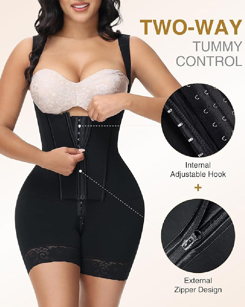 Shapshe® High compression Front Zipper Mid Thigh Shapewear - By Qivii