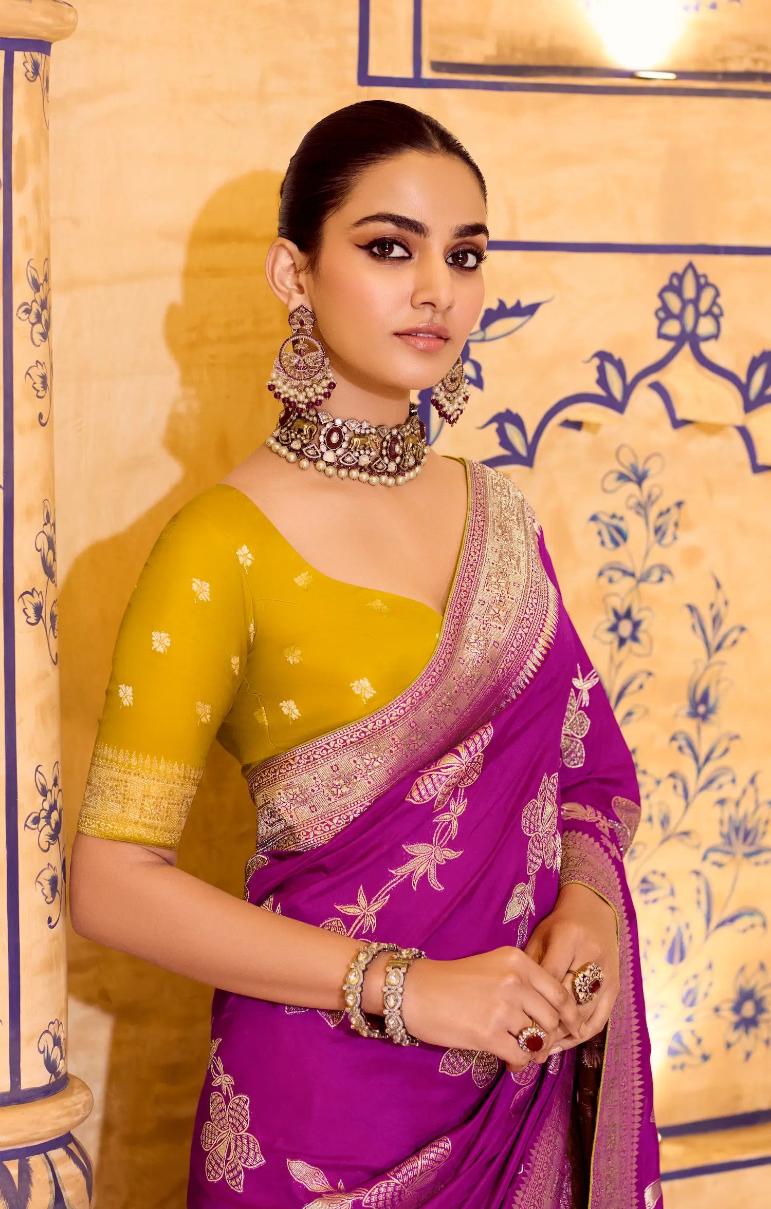 Royal Magenta Crepe Silk Zari Weaving Saree