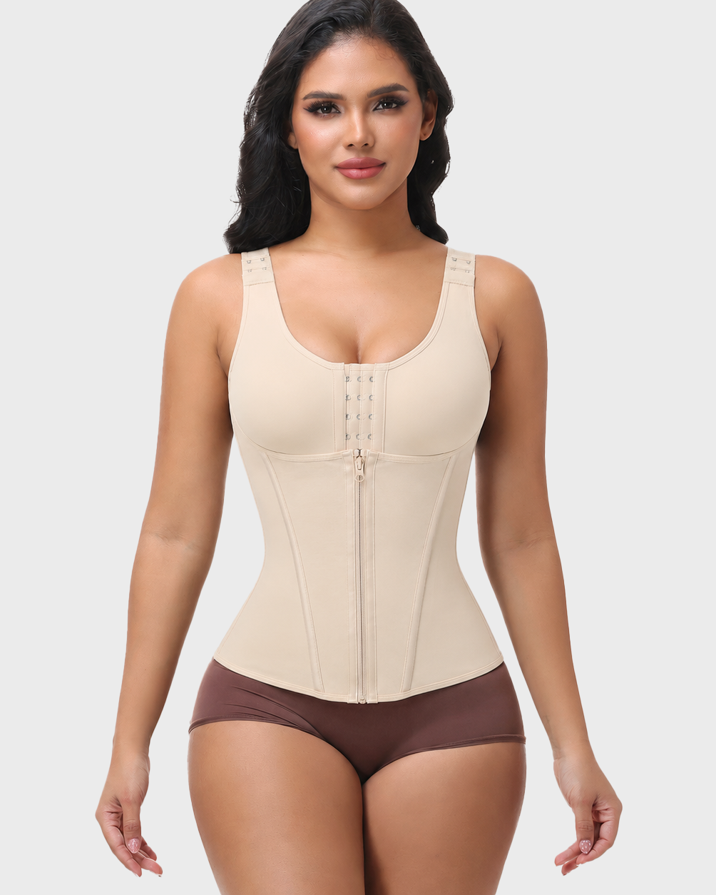 Adjustable Strap Front Hook Zip Double Tummy Control Waist Trainer Vest