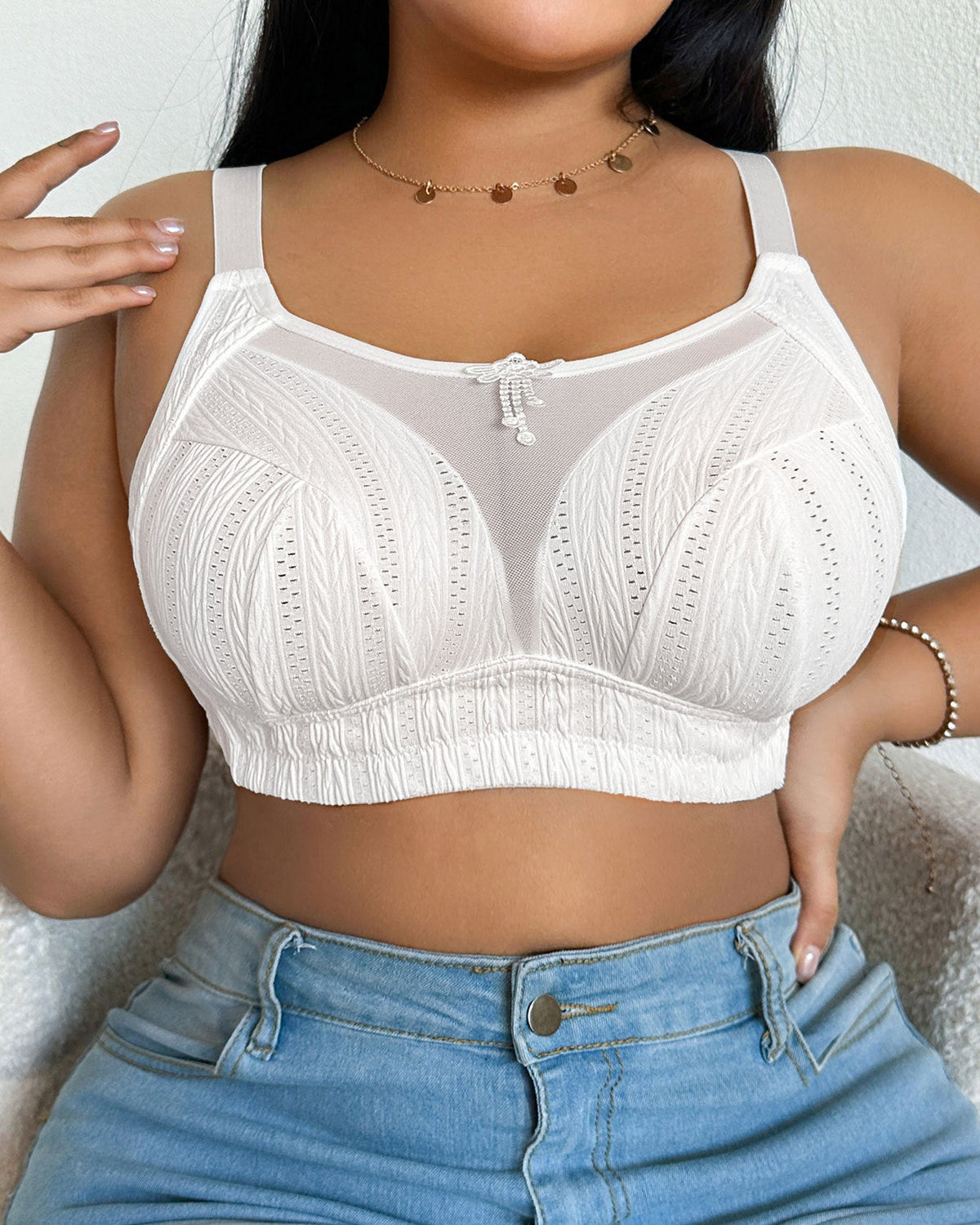 Mesh Adjustable Strap Plus Size Support Shapewear Bra