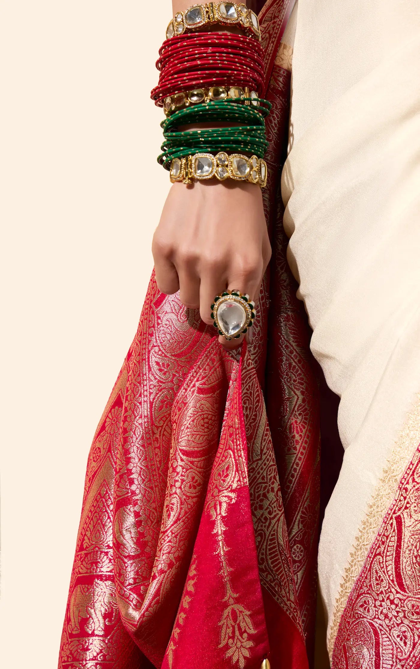 Off White Georgette Zari Weaving Saree