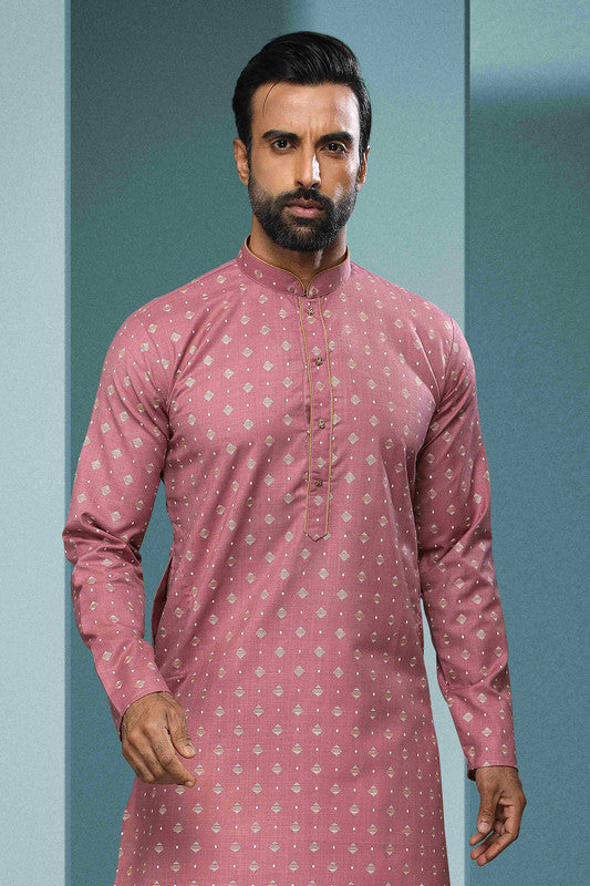 Men's Cotton Digital Print Kurta Pajama In Dark Pink Colour