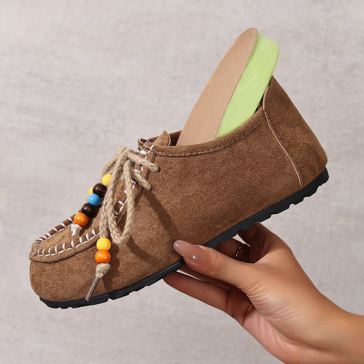 Women's Lenora Beaded Suede Loafers - Vintage Casual Comfort Shoes (US 5-10.5)