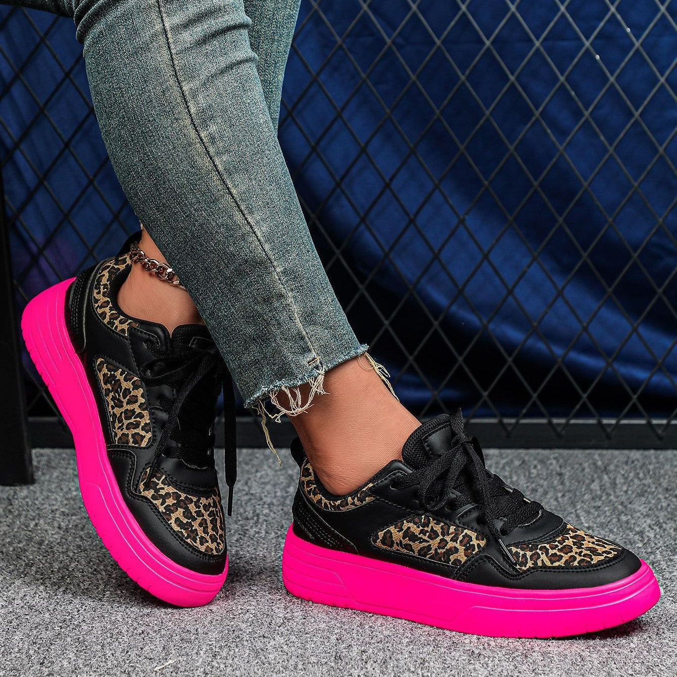 WildStride Leopard Print Platform Casual Skate Sneakers – Unisex Outdoor Shoes (US4–11.5)