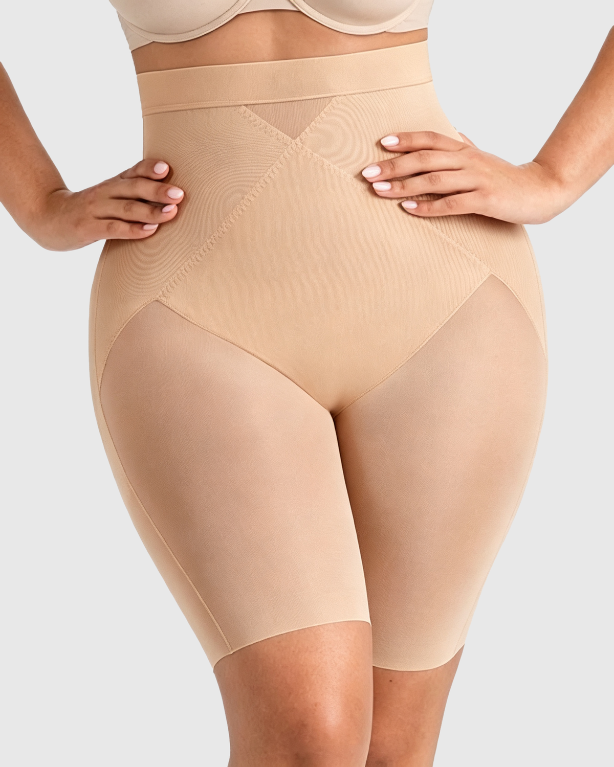 High Waist Mid-Thigh Breathable Mesh Butt Lifting Shorts