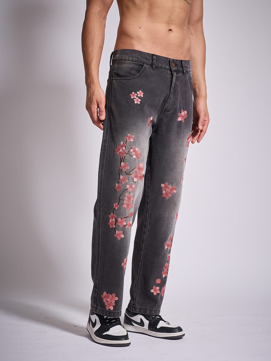 Grey Tint Cherry Blossom Straight Fit Denim