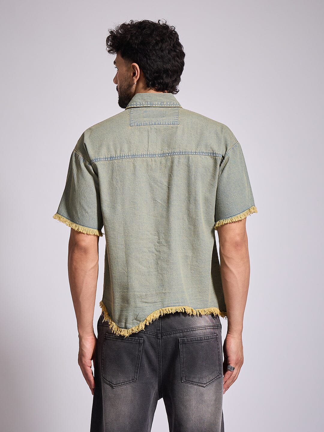 Indigo Tinted Raw Edge Shirt