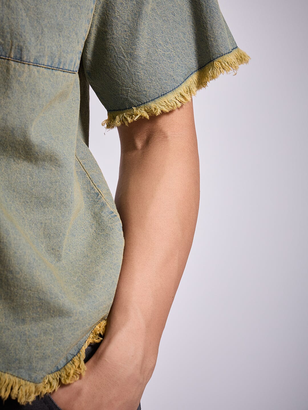 Indigo Tinted Raw Edge Shirt