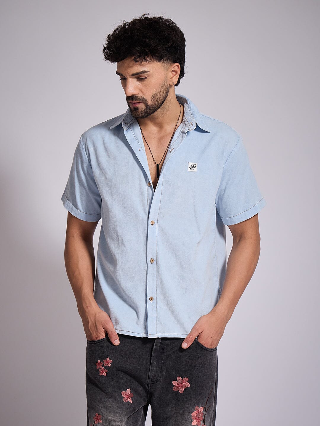 Denim Washed Corduroy Shirt - qivii