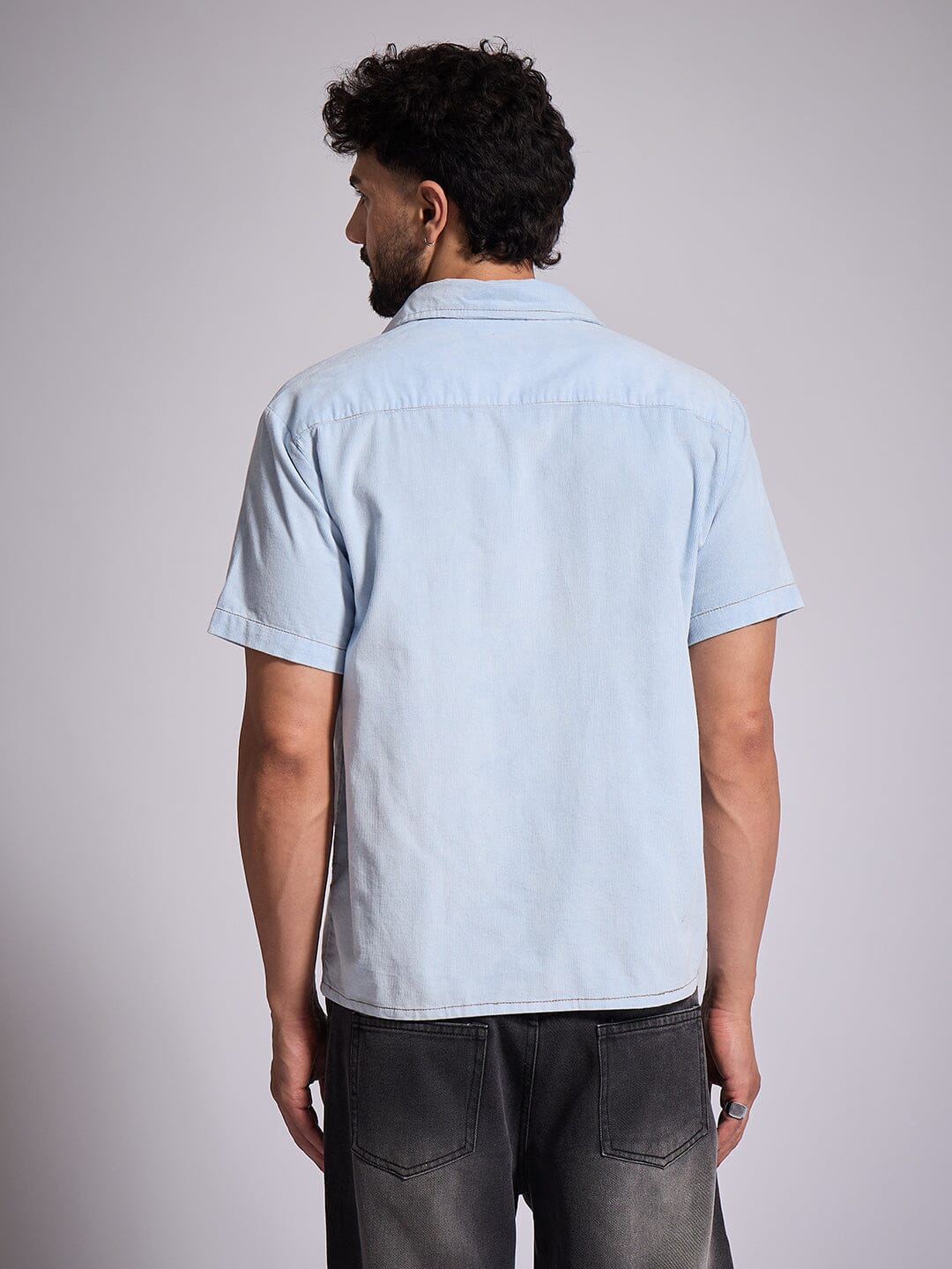 Denim Washed Corduroy Shirt - qivii
