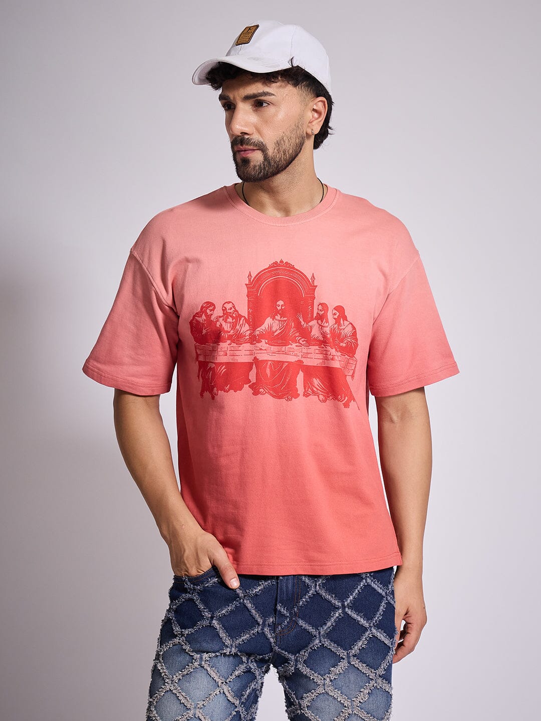 Faded Coral Last Supper Graphic Tshirt