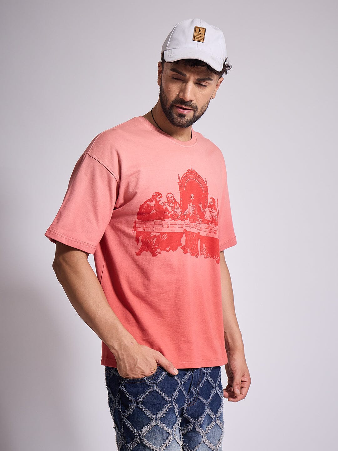 Faded Coral Last Supper Graphic Tshirt