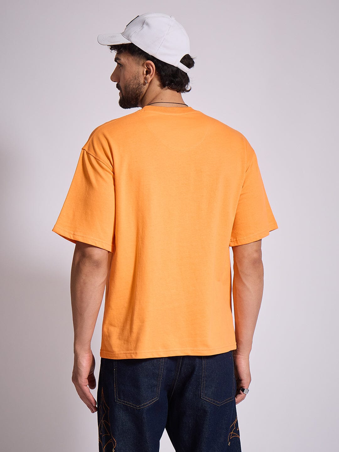 Orange Oversized Embroidery Tshirt