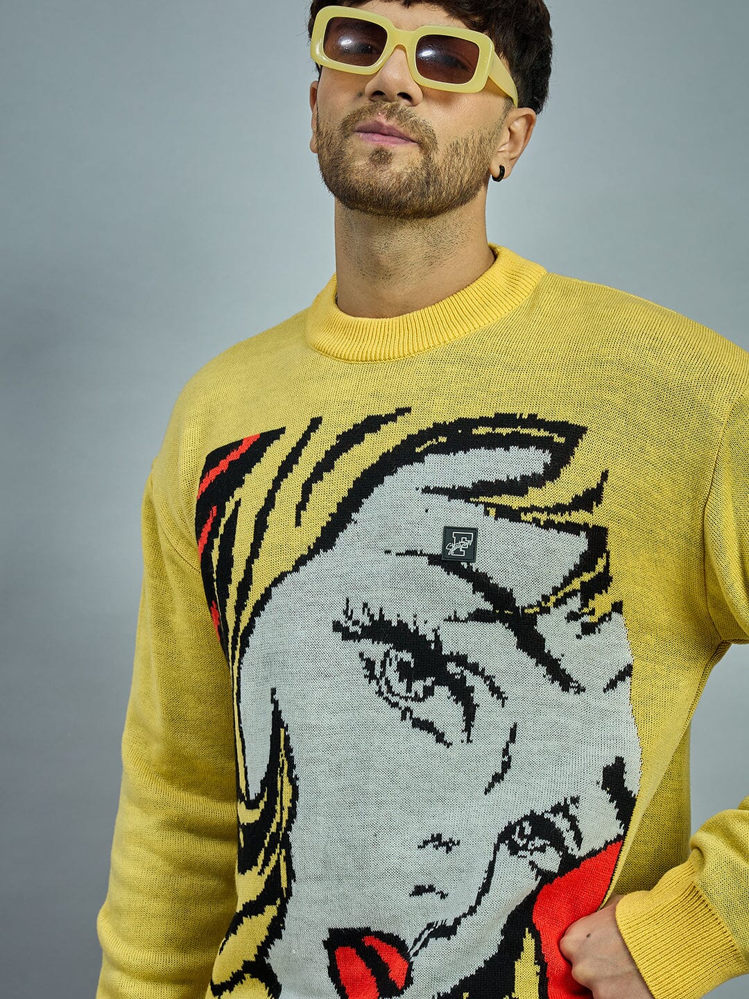 Yellow Girl Face Oversized Sweater