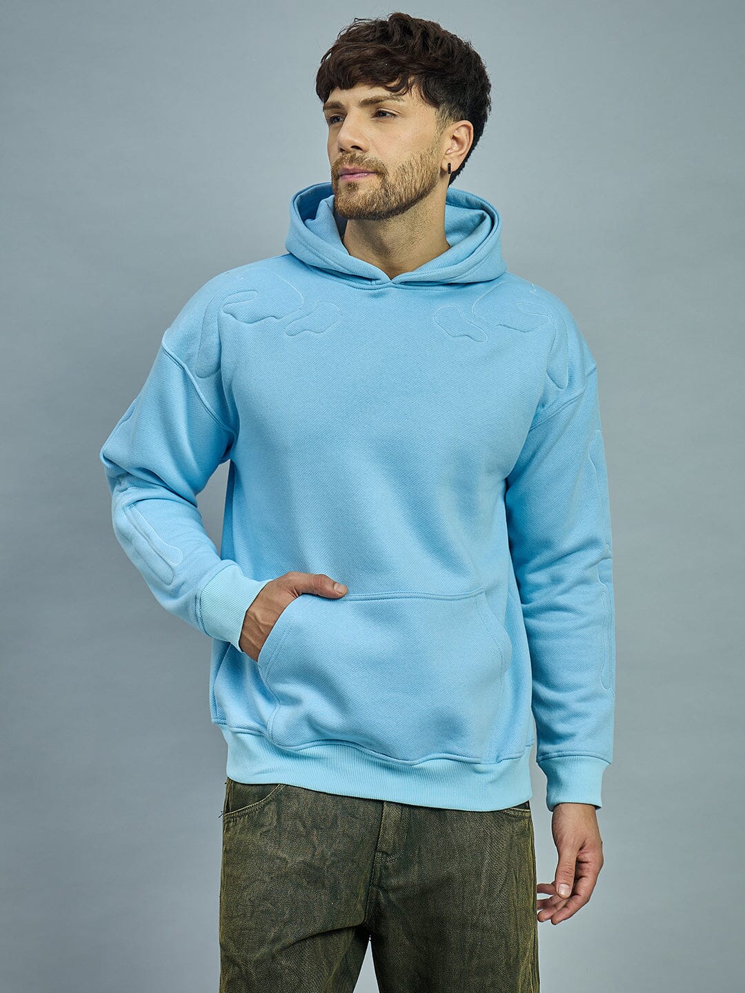 Sky Exoskeleton Quilted Oversized Hooded Sweatshirt