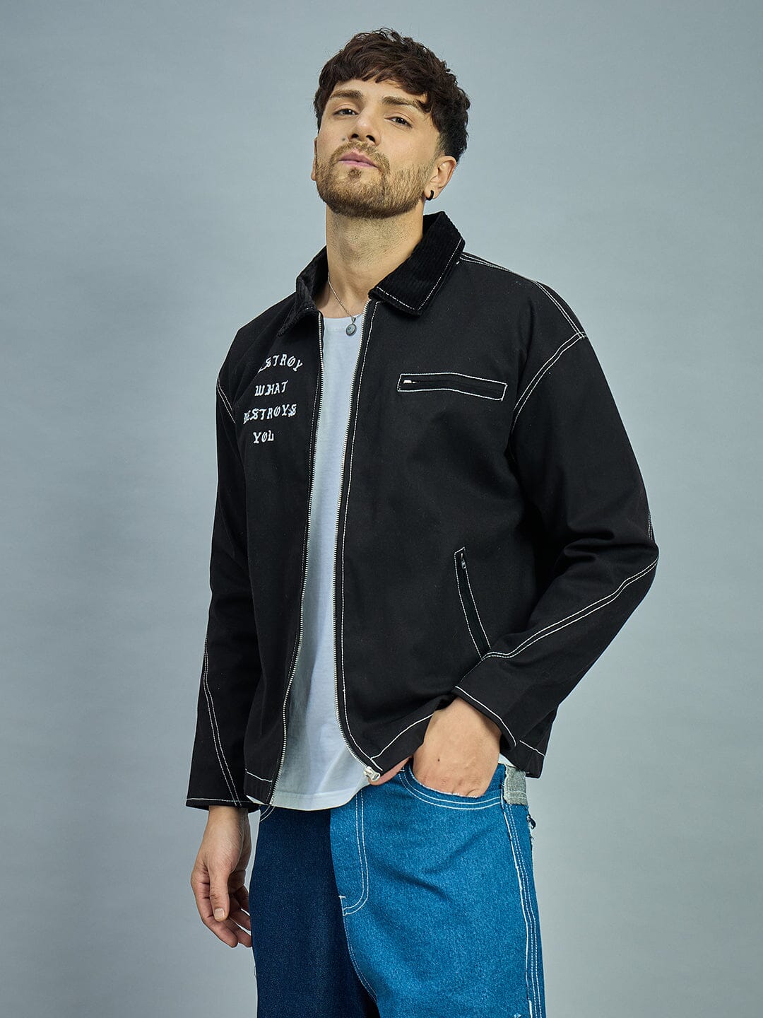 Black Heavyweight Harrington Jacket