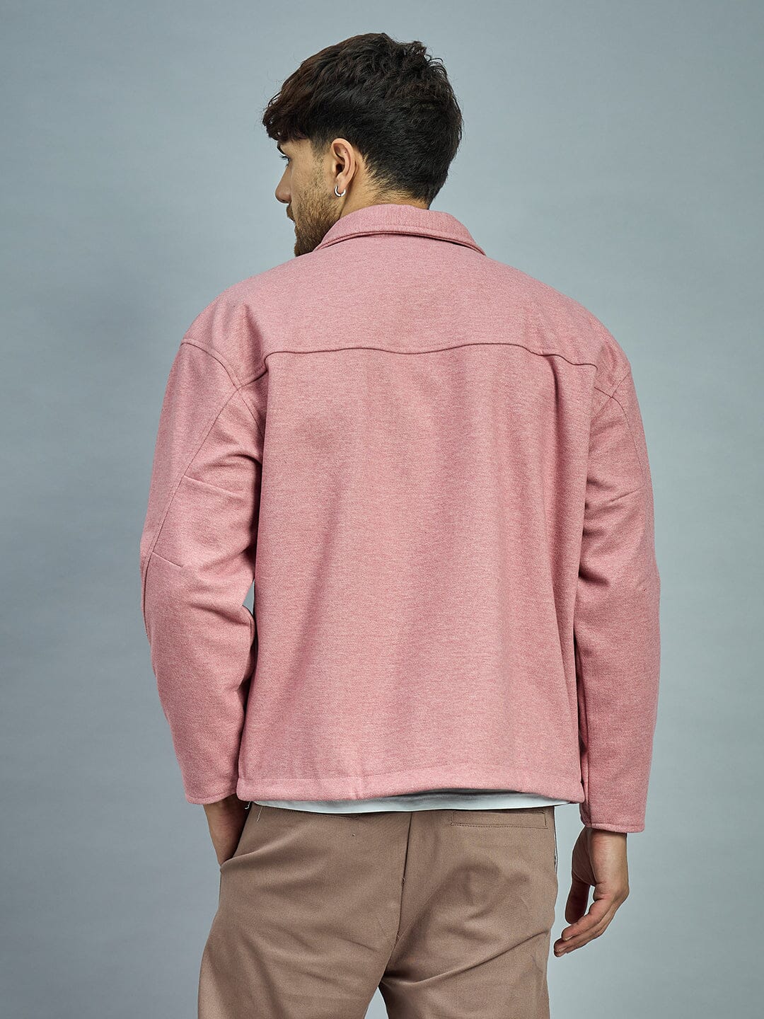 Dusty Pink Melange Harrington Jacket