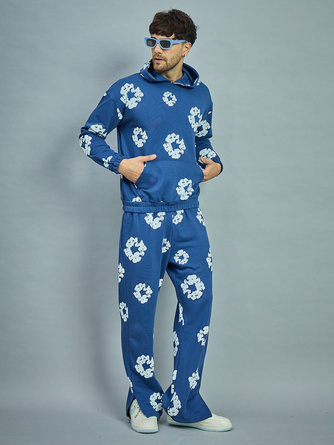 Navy Floral Oversized Hoodie