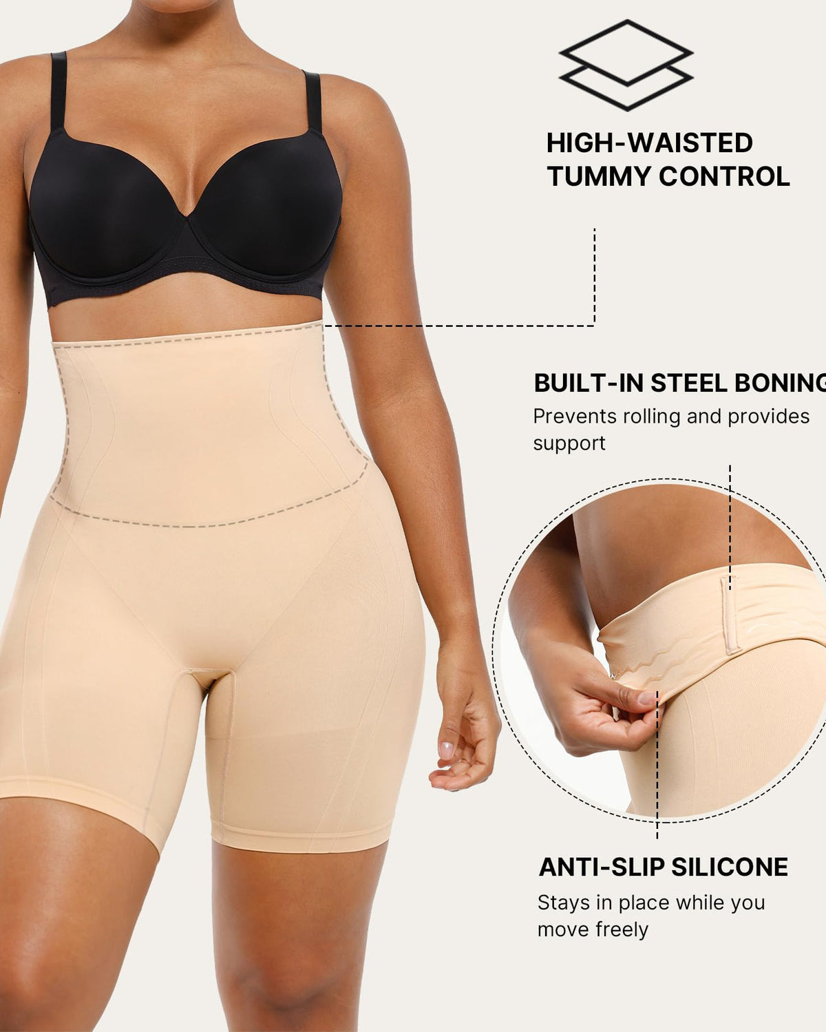 Seamless High Waist Butt Lift Invisible Shorts