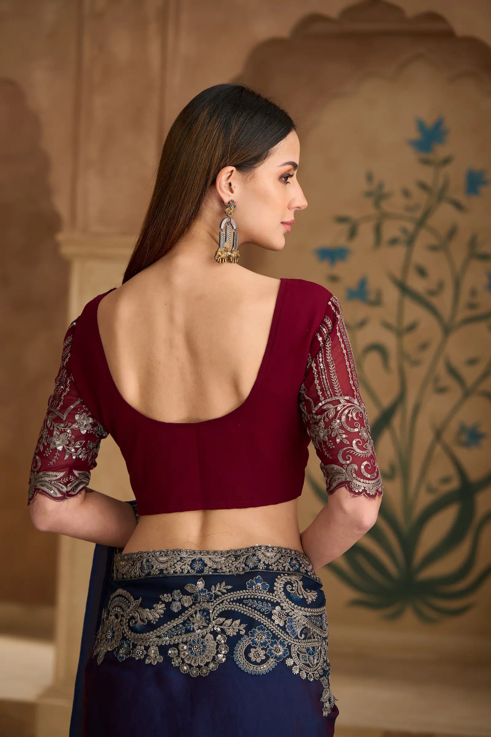 Twilight Blue Georgette Embroidery Saree