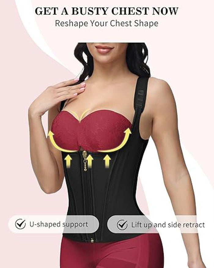 Waist Trainer for Women Body Shaper Corset Vest Tank Top with Steel Bones - By Qivii