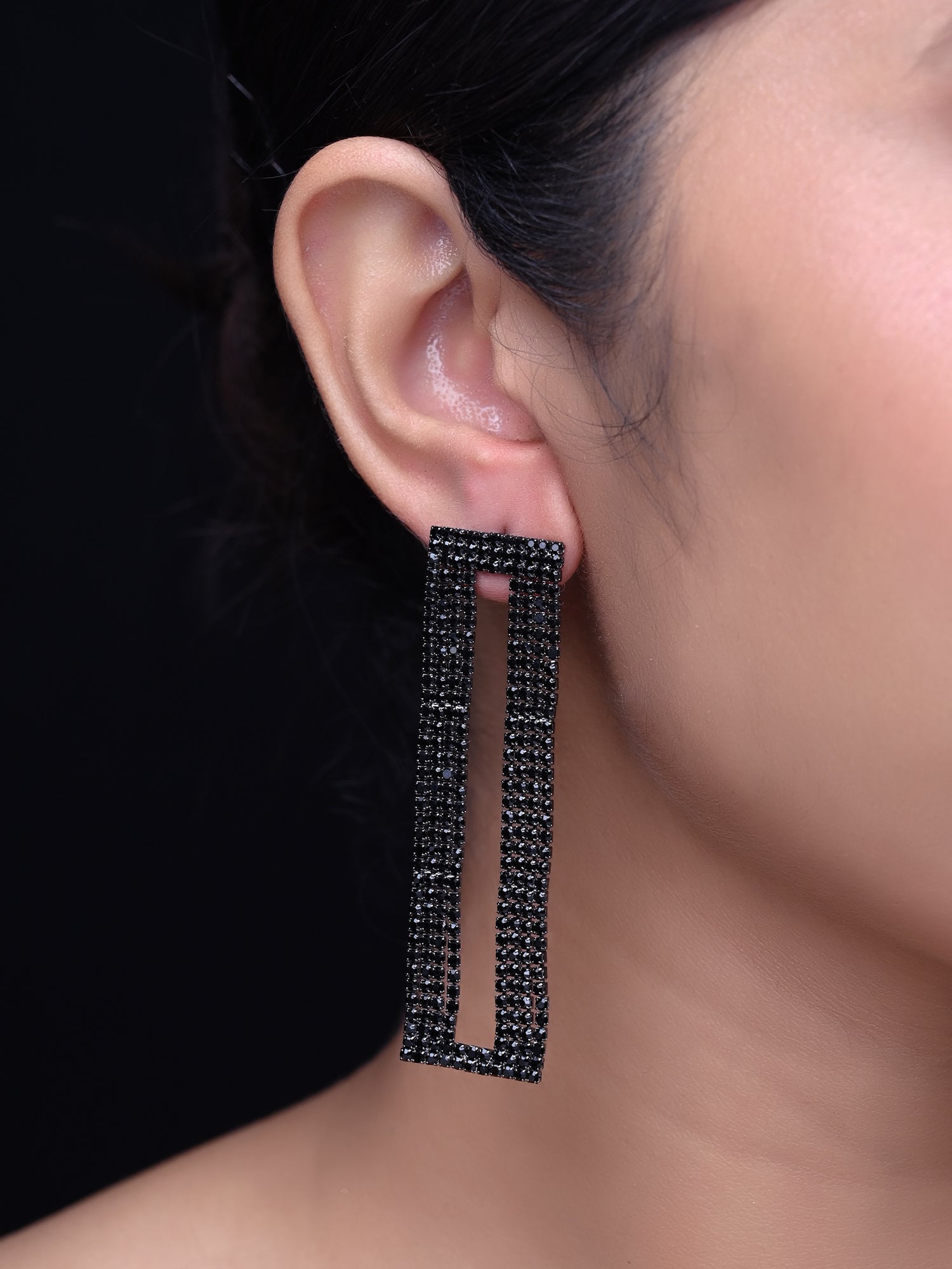 Annie Black Rhino Stone Western Earrings - qivii