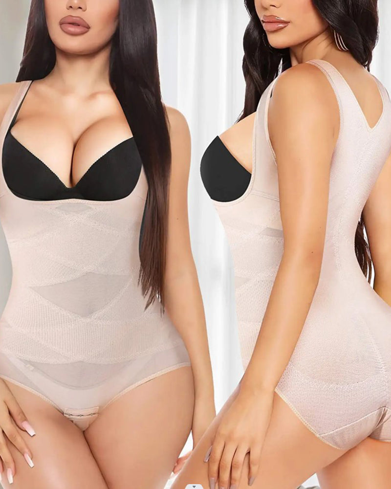 Mesh Seamless Waist Slimmer Corset Butt Shaping Shapewear Bodysuit - By Qivii