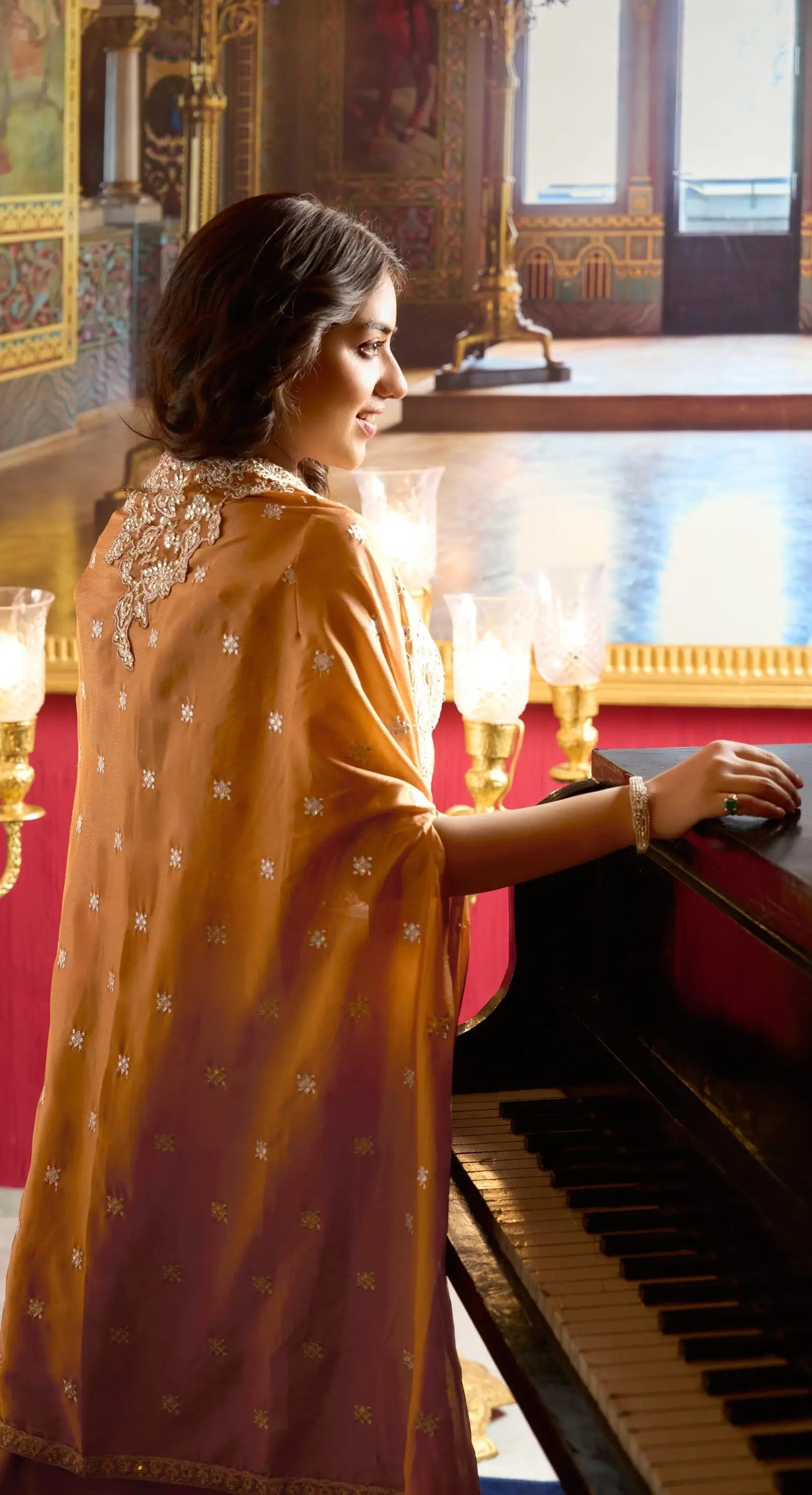 Dusty Orange Embroidery Indo Western Set