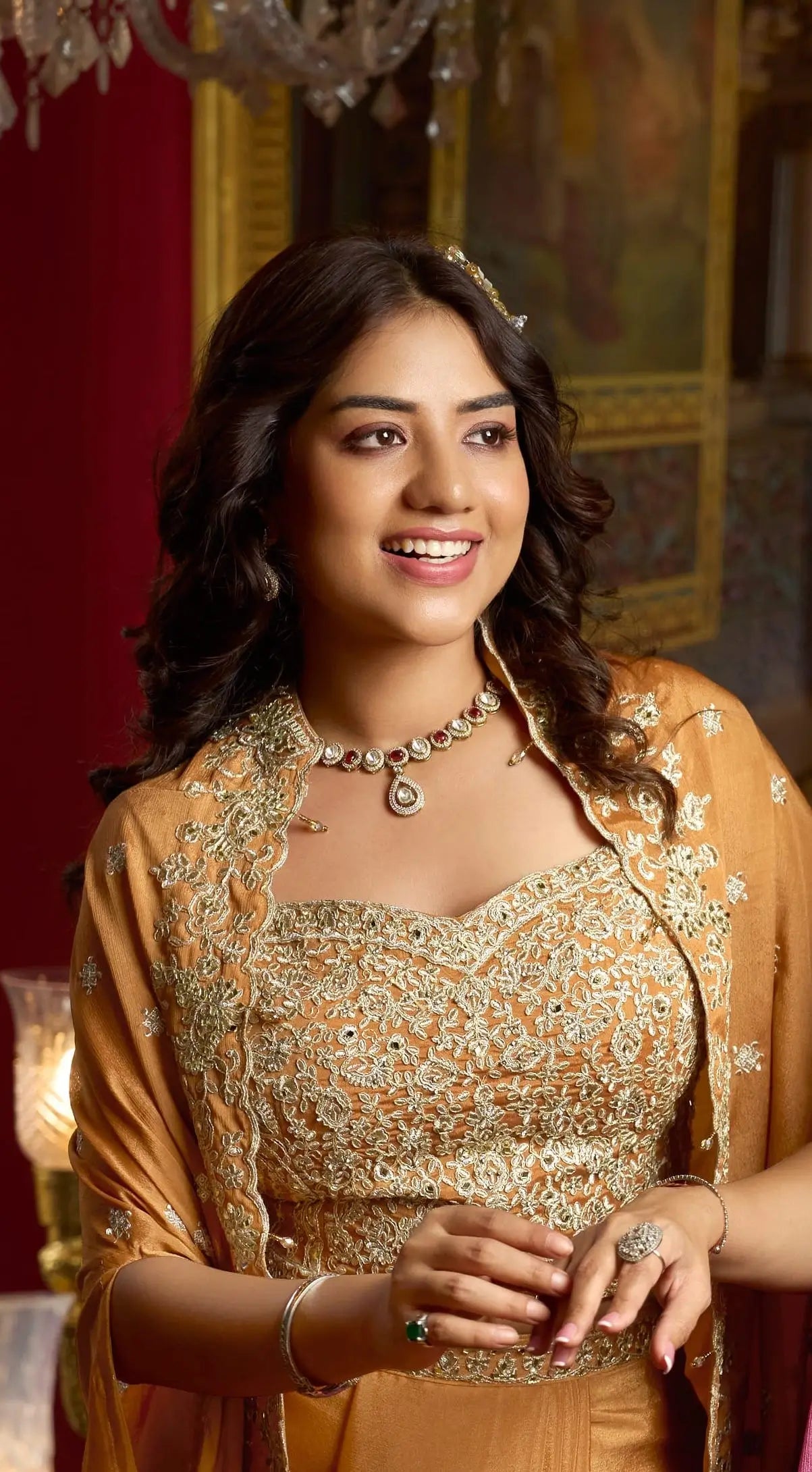 Dusty Orange Embroidery Indo Western Set