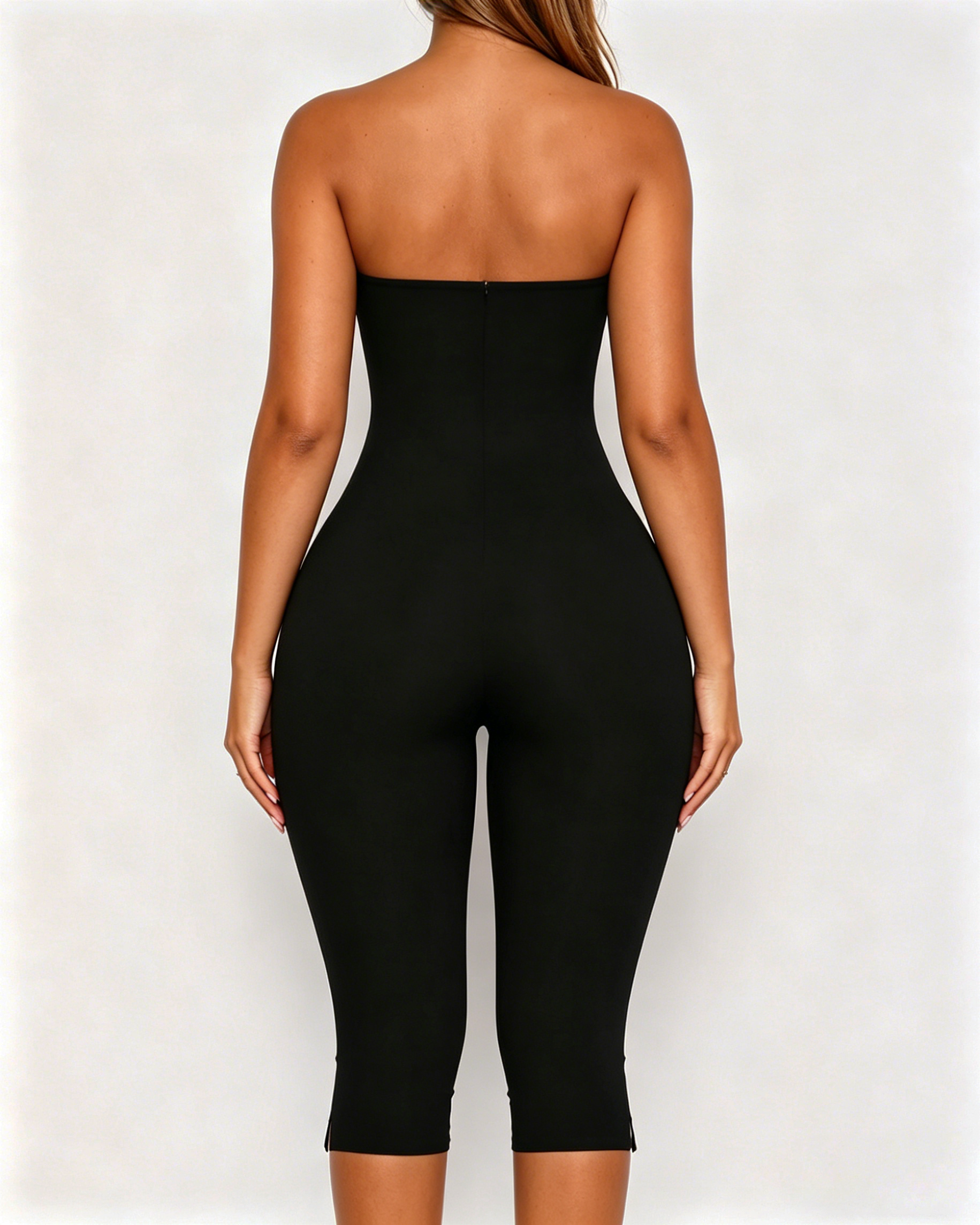 Strapless Hourglass Bodycon Capri Jumpsuit - By Qivii