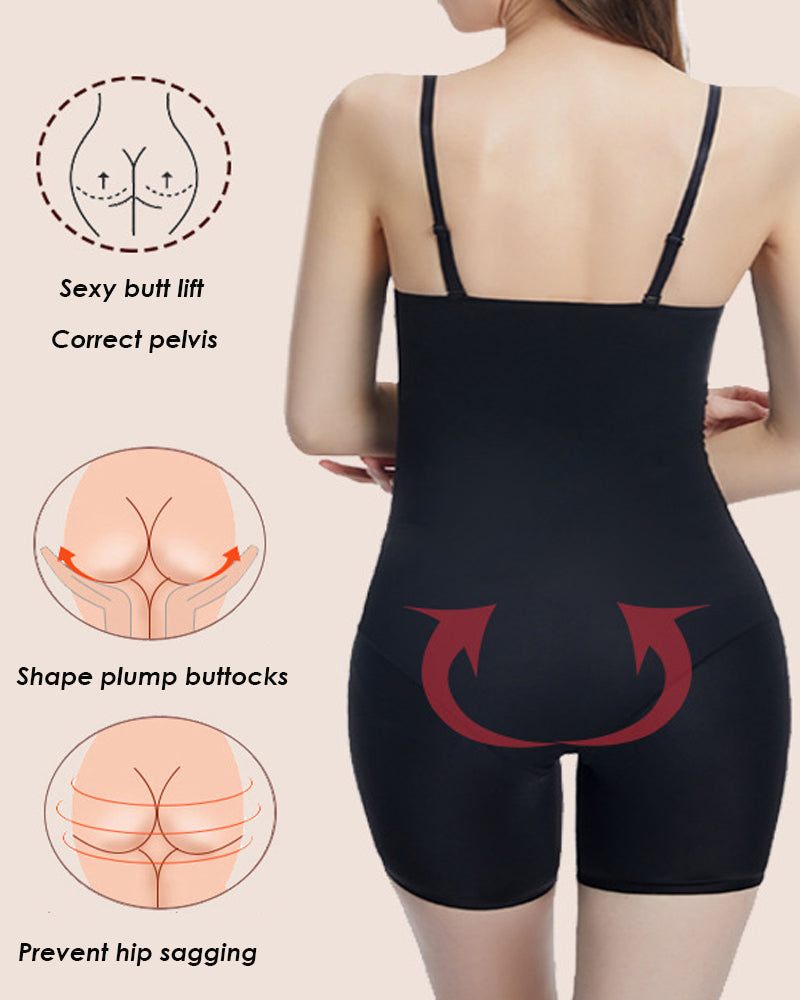 Seamless Mid Thigh Strapless Shapewear Comfort Tummy Control Bodysuits With Bra - By Qivii