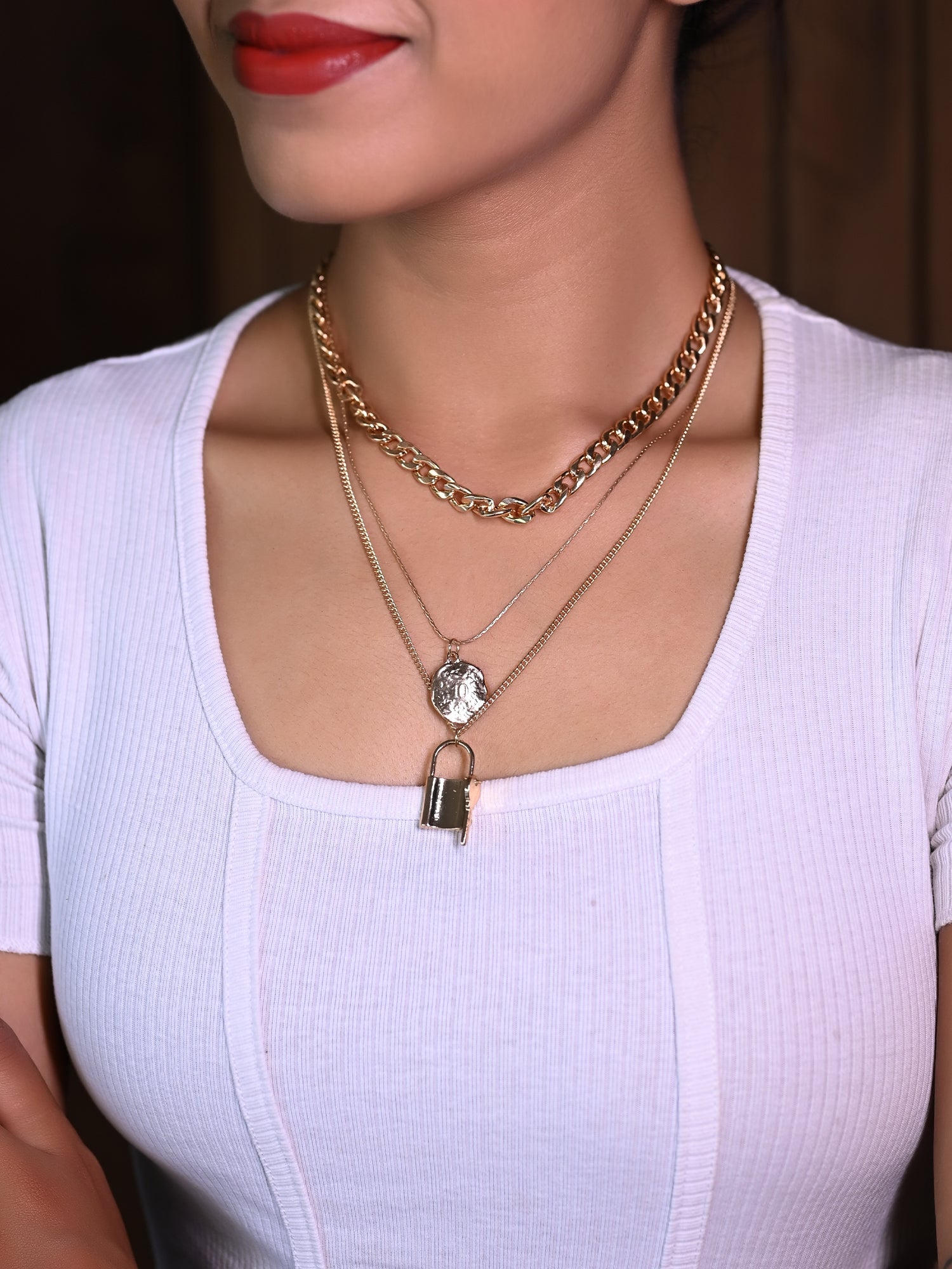 Jannie Lock and key neckpiece Western Chain - qivii