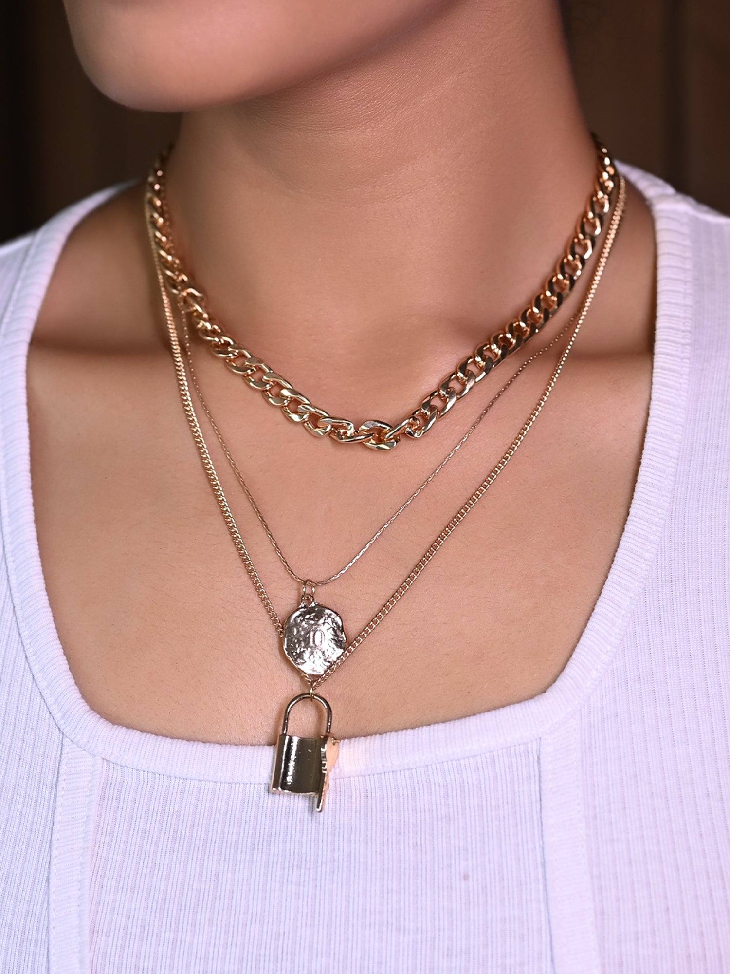 Jannie Lock and key neckpiece Western Chain - qivii