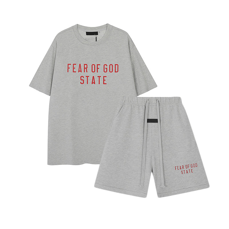 FW24 STATE T-Shirt / Shorts / Set - Set Gray - By Qivii