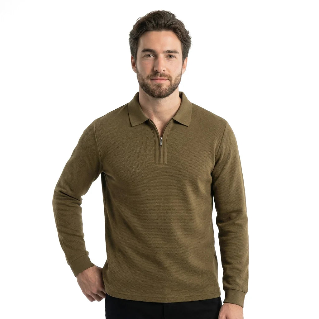 Alister Cotton Quarter-Zip Polo