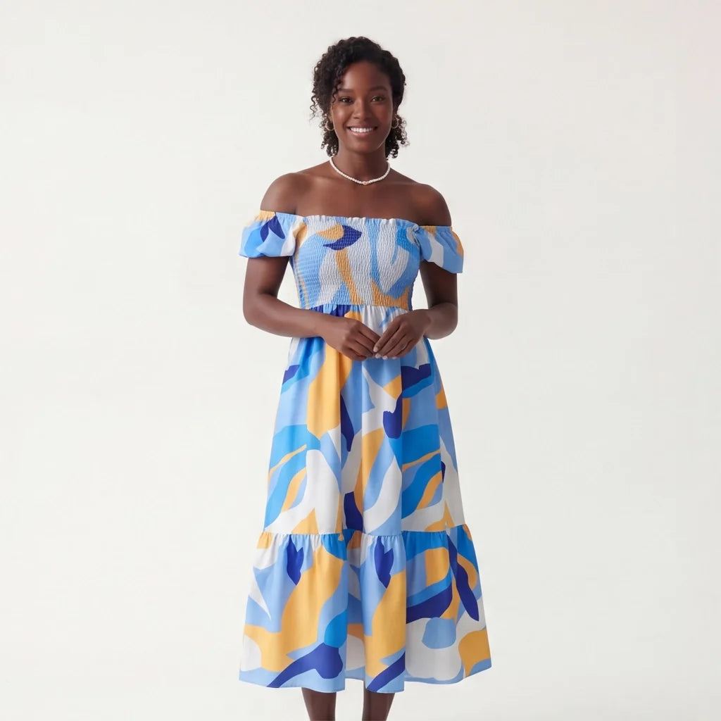 Everly Floral Puff-Sleeve Dress