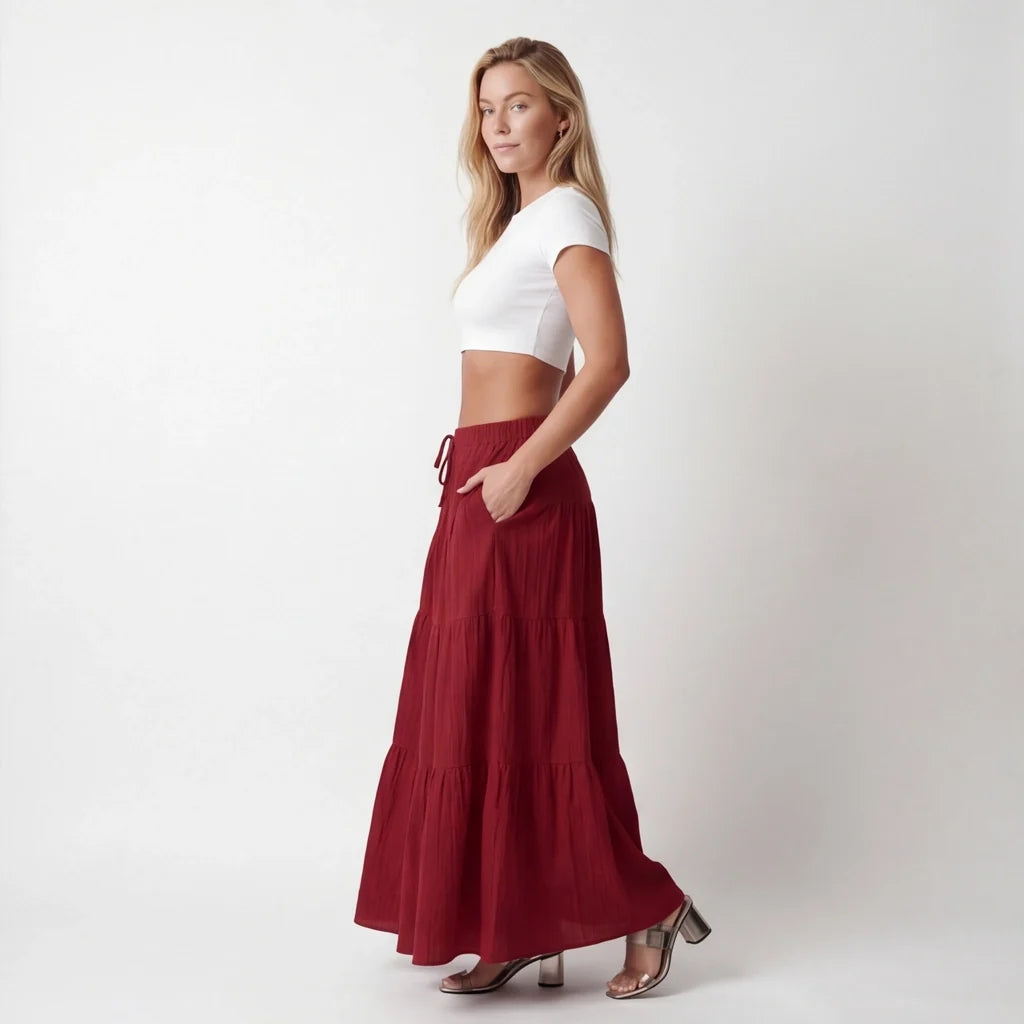 Victoria Tie-Waist Maxi Skirt