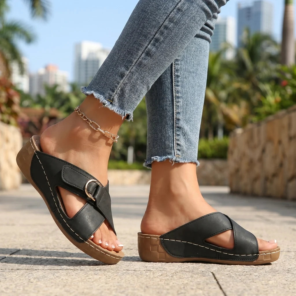 Lilian Cross-Strap Sandals