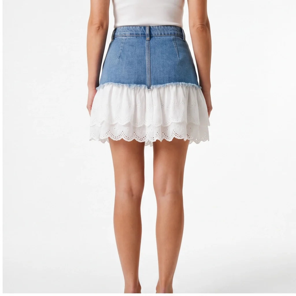 Aria Lace Denim Skirt