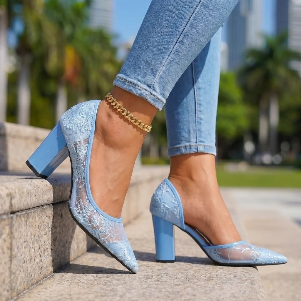 Macy Lace Mesh Heels