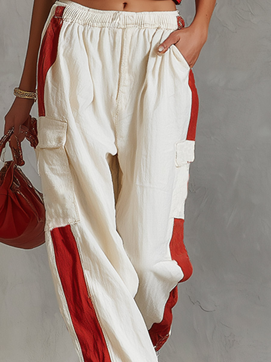 Casual & Stylish White Cargo Cotton-Linen Pants