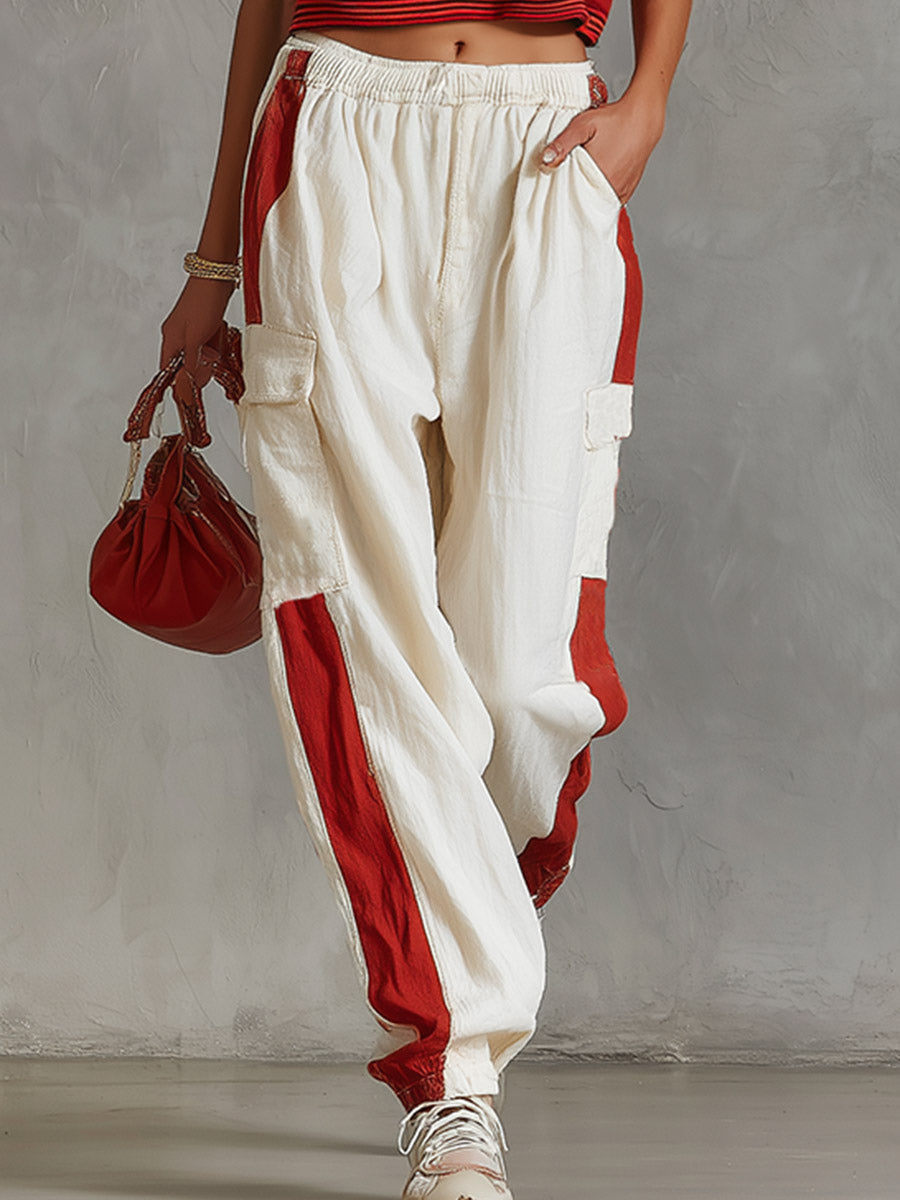 Casual & Stylish White Cargo Cotton-Linen Pants