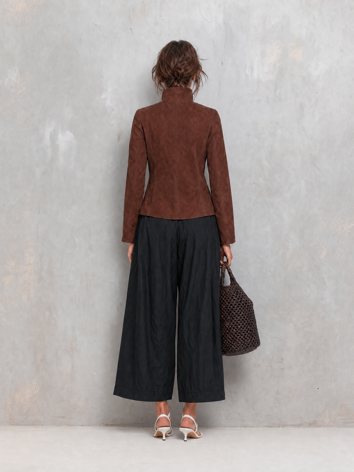Women's Casual Brown Suede Long-sleeve Jacket MDZ2954G1LXY