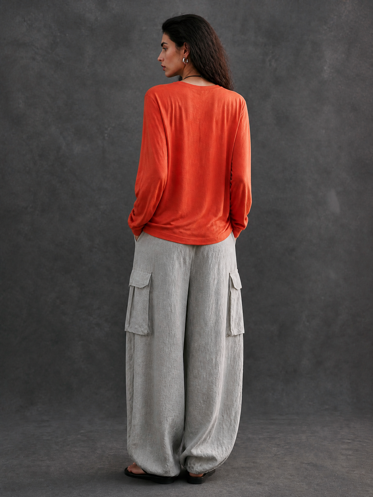 Women's Casual Crew Neck T-shirt And Cargo Pants Set MDZ1093H8GMJ