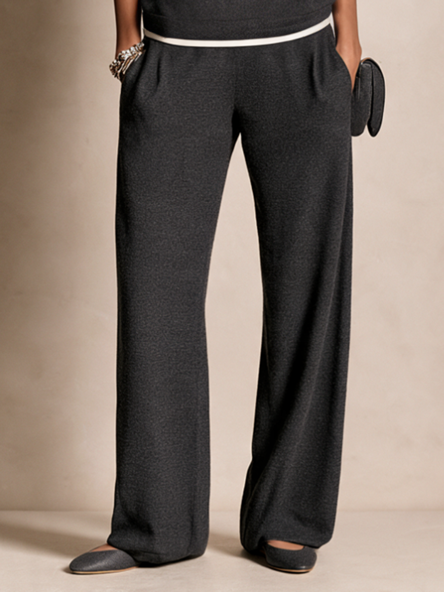 Women's Tie-Front Hooded Casual Wide-Leg Pants Set MDZ0421I4GMJ