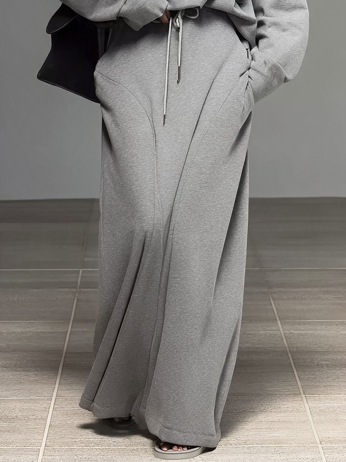Women's High‑Waist Drawstring Maxi Sweat Skirt MDZ0721I0R