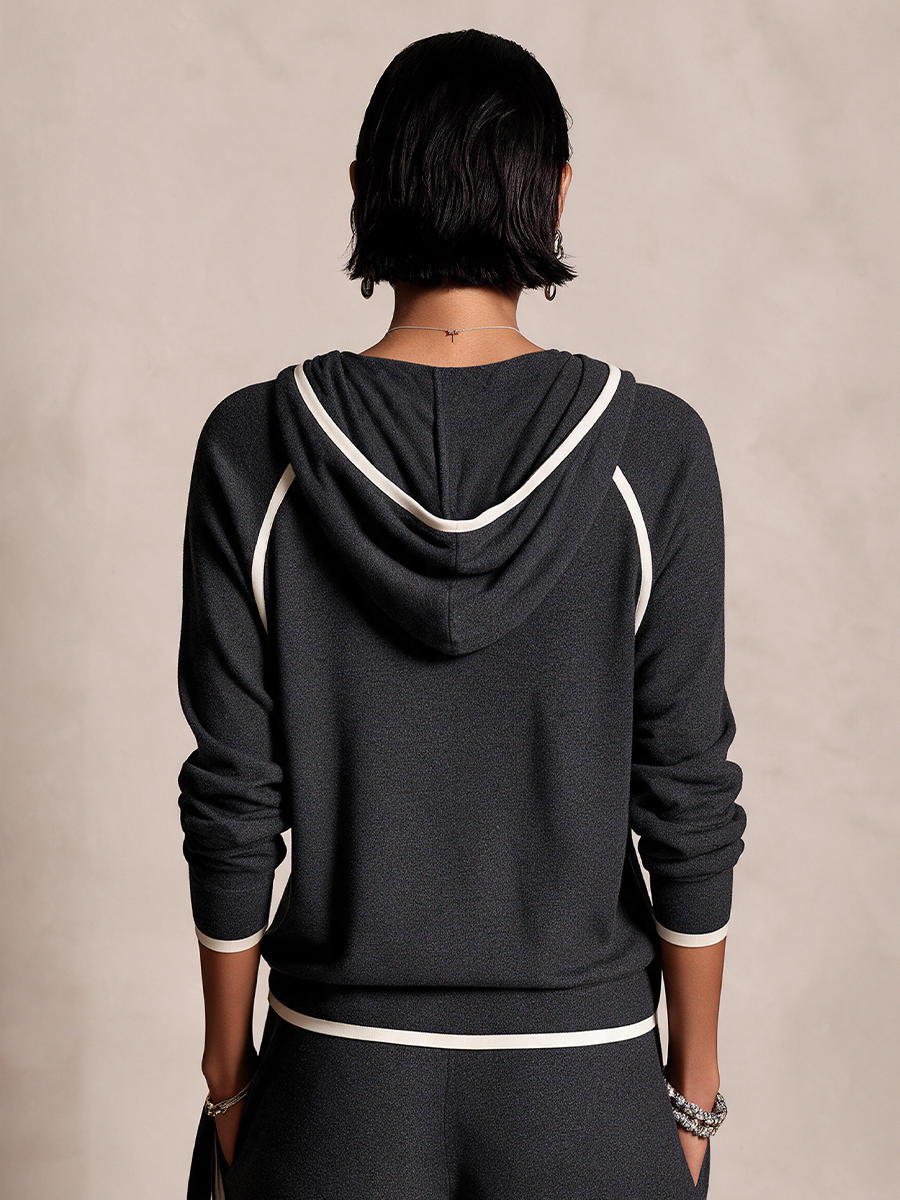 Women's Tie Front Casual Hooded Top MDZ0494I6GMJ